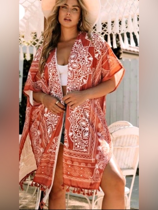 Other - Dokotoo Floral Bandana Print Kimono 
Color Dusty Rose
Size OS
NWOT